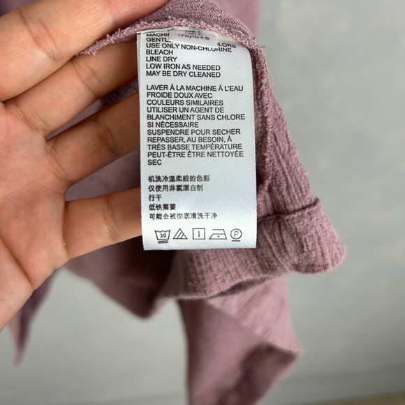 Free People size L mini wrap dress purple short sleeve cotton linen blend NEW - Picture 13 of 14